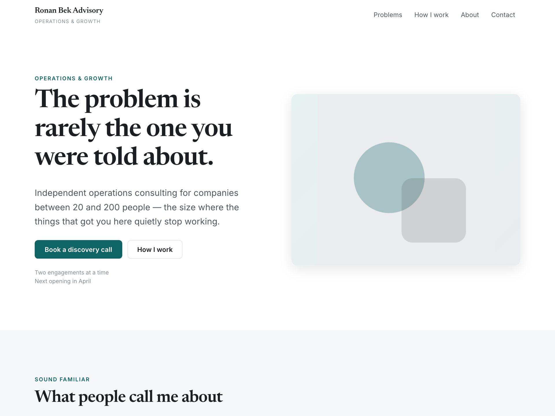 A consultant website showing four engagement-model cards