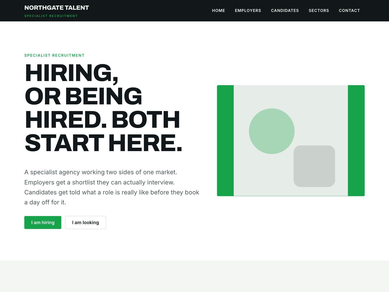 A recruitment agency website with bold blocks and oversized numerals